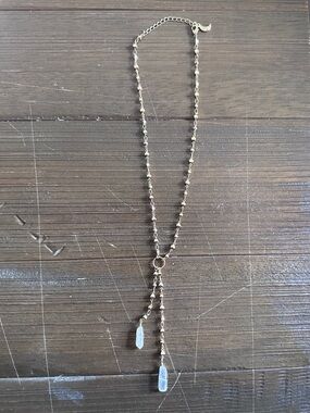 Luna Norte Double Quartz Crystal Rosary Chain Y-Necklace 15-17”